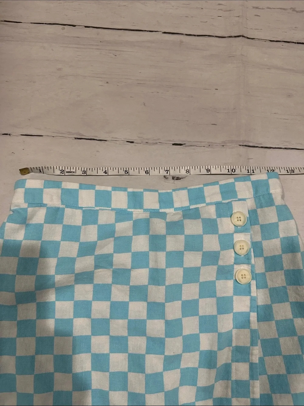 Old Navy Blue and White Checkerboard Skort with Side Buttons size 10/12